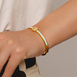 Oval Clasp Enamel Bangle (Gold)