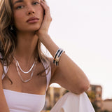 Animal Print Hinge Signature Bangle - Silver