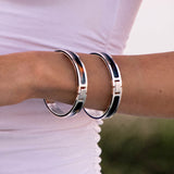 Animal Print Hinge Signature Bangle - Silver