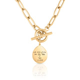 Handwriting T Bar Necklace With Paperclip Chain