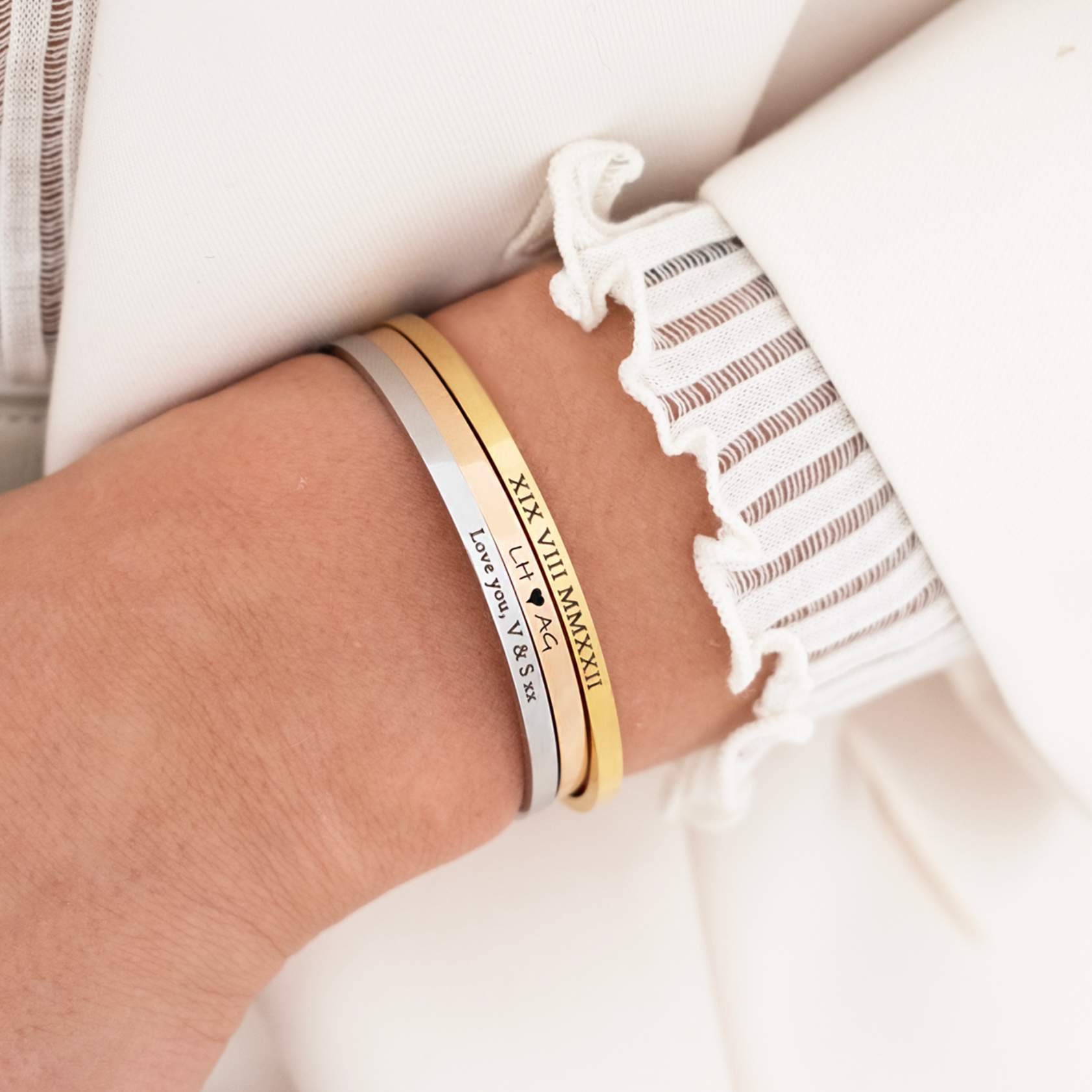 Engraved Open Bracelet Florence London Jewellery